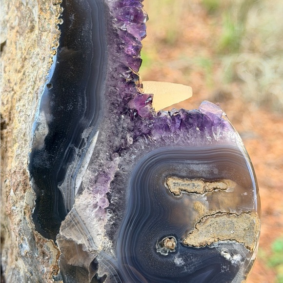 Deep Purple Uruguay Amethyst with Calcite Inclusions & Agate Banding - Picture 11 of 11